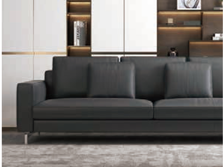 Italian Office Sofa And Coffee Table Combination Simple Modern Genuine Leather Business Reception And Reception