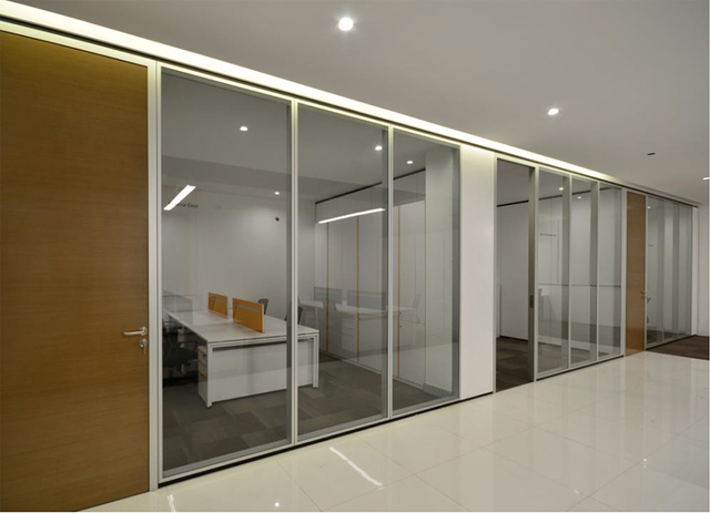 Green Business Space with Double Glass Partitions And Office Partitions